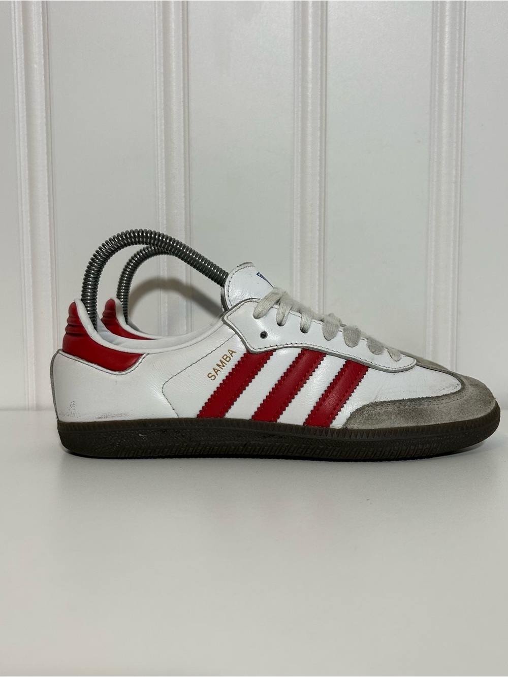 adidas Samba Low-Top Sneakers in White and Red
